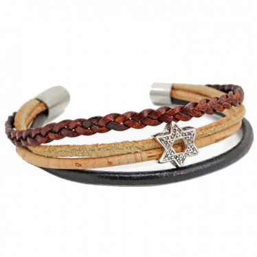 Leather & Cork Bracelet, Star of David