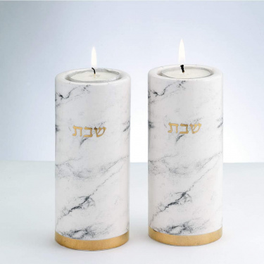 Ceramic Candlestick Set Marble Design