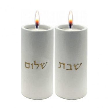 Cement Terrazzo and Marble Shabbat Candle Holder