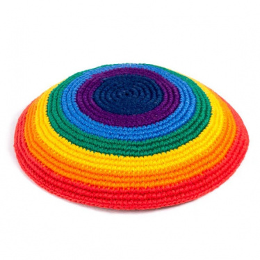 Rainbow Kippah in Wide Stripe