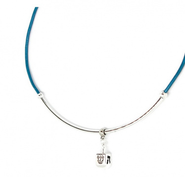 Leather Necklace with Silver Tone Dreidel