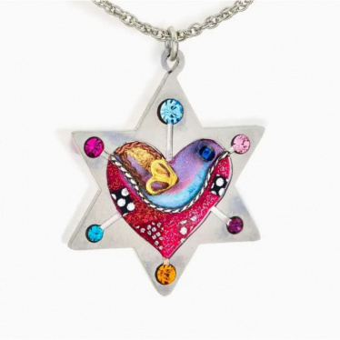 Star of David with Heart and Dove Necklace by Seeka